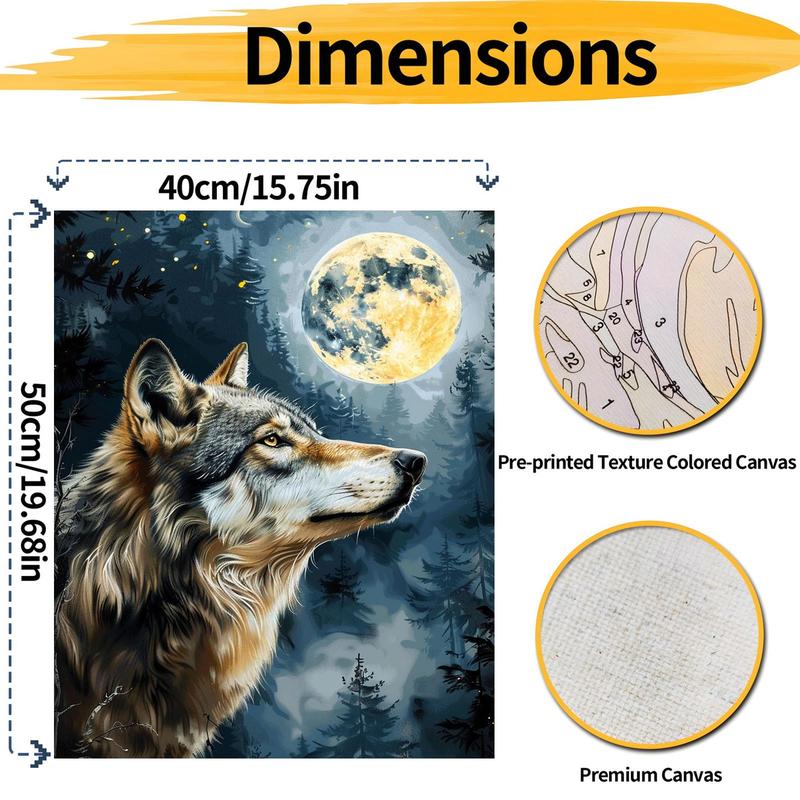 Wolf Pattern DIY Painting By Numbers Kit without Frame, 1 Set Frameless Paint by Number Kit for Beginner, Wall Art Decoration for Living Room Bedroom