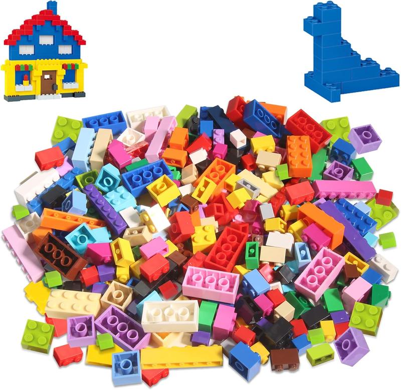 Regular Colors 8 Shapes Classic Educational Building Bricks Set - Compatible with All Major Brands - Cultivate Logic & Creativity for Kids (300 Pcs)