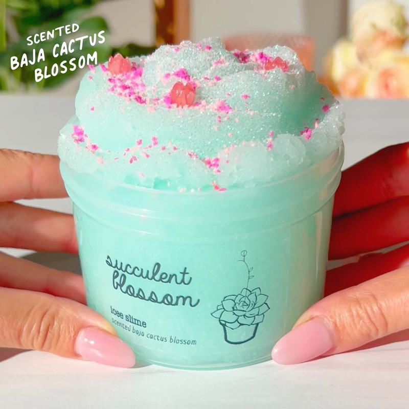 Succulent Blossom • Teal Icee Slime • Slime with Sprinkles • Baja Cactus Blossom Scented Slime