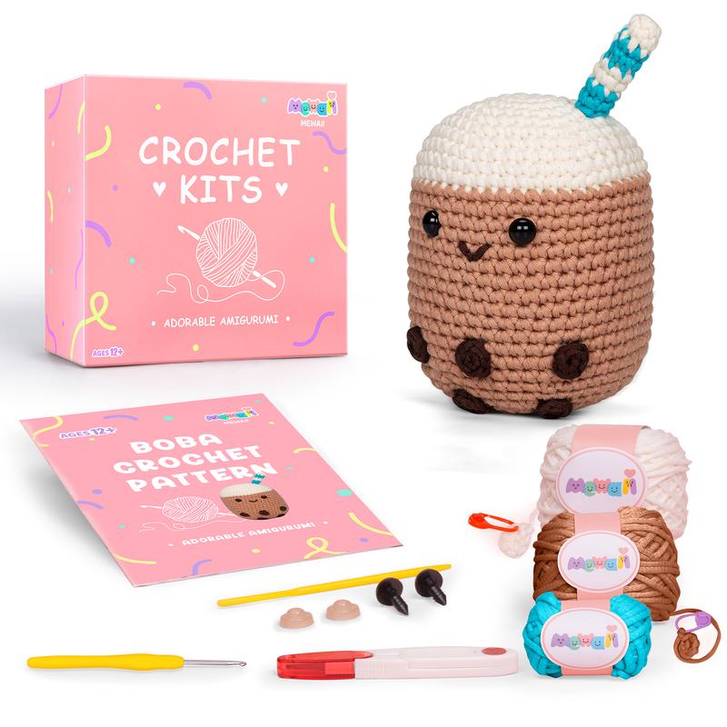 MeWaii Crochet Kit for Beginners, Complete DIY Crochet Kit Boba  tea Animals with 40%+ Pre-Started Tape Yarn Step-by-Step Video Tutorials, Birthday Gifts Halloween Christmas Gift for Girls Boys