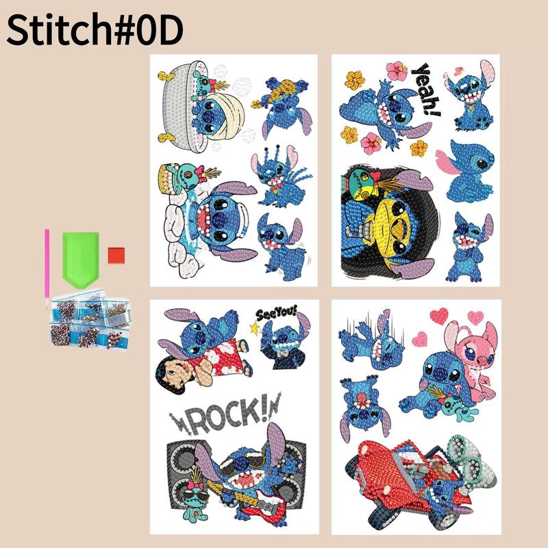 Cartoon Stitch Diamond Art Painting Sticker, 1 Set DIY Diamond Art Painting Sticker, DIY Decorative Art Picture for Home Bedroom