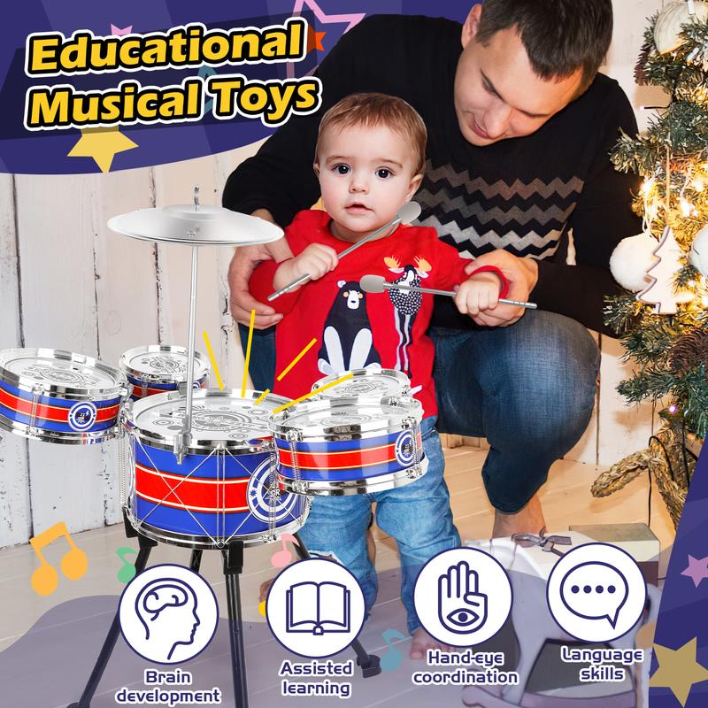 M SANMERSEN Kids Drum Set Jazz Drum Kit 8 Piece for Toddler Educational Percussion Musical Instruments Drum Toy Playset Xmas Gift for Boys Girls