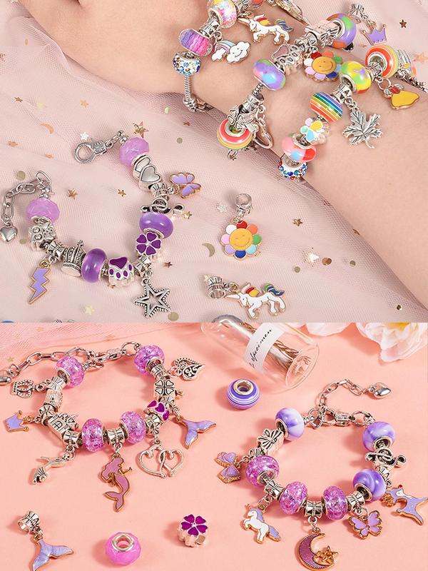 Princess Themed Beads & Charms & Accessories Set, Cute Colorblock Beads for Bracelet Making, DIY Jewelry Making Kit for Teenager