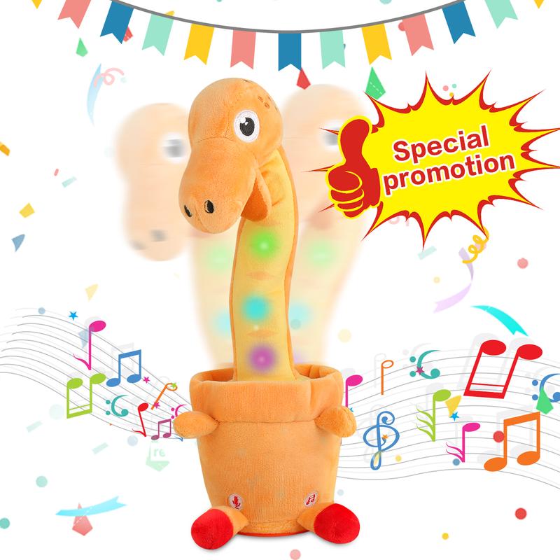 Dancing Talking Dinosaur Toddler Toys Electronic Dinosaur Plush Toy Interactive Mimicking Toy with Recording and Repeating for Boys Girls Gift C1