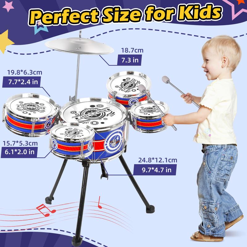 M SANMERSEN Kids Drum Set Jazz Drum Kit 8 Piece for Toddler Educational Percussion Musical Instruments Drum Toy Playset Xmas Gift for Boys Girls