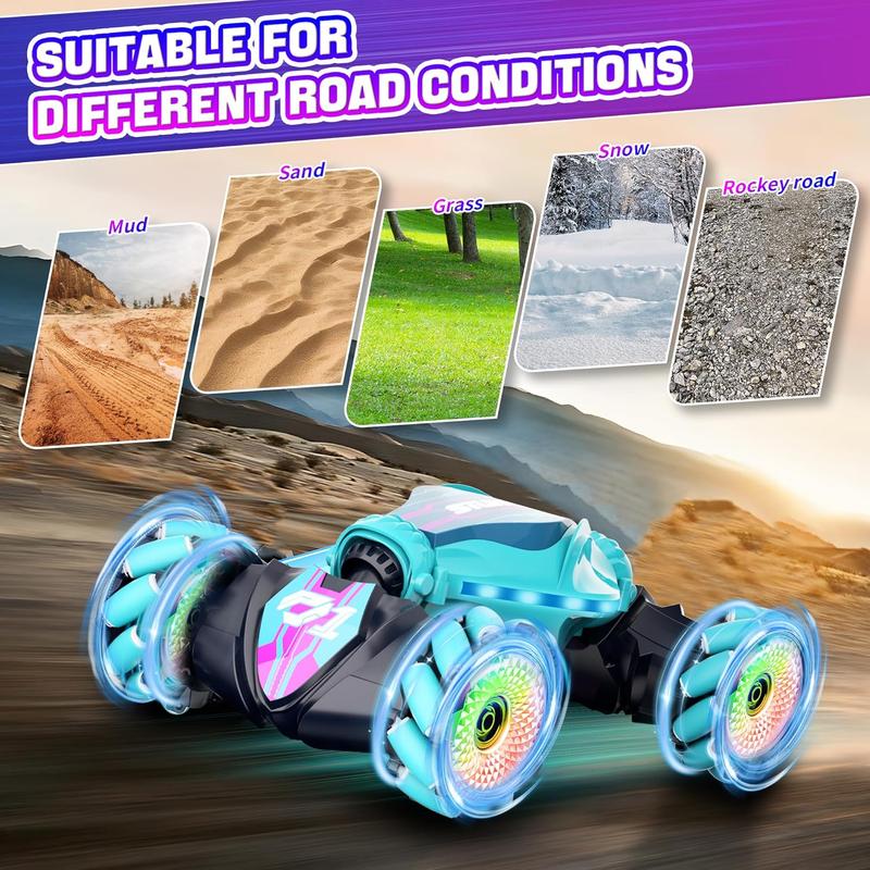 Gesture Sensing RC Stunt Car, Remote Control Car 360? Rotating 4WD 2.4Ghz RC Cars Transform Car Toys with Light & Music for Boys 4-7 Birthday Present for Age 8-12