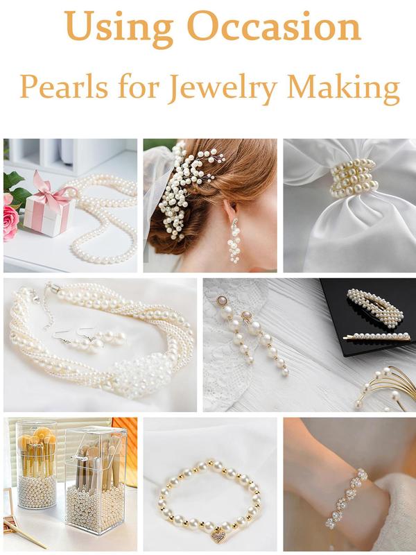 Elegant Faux Pearl Decor Beads, 2400pcs set Trendy Minimalist Beads, Chic Luxury Material for Bracelet & Earrings & Necklace & Headwear DIY