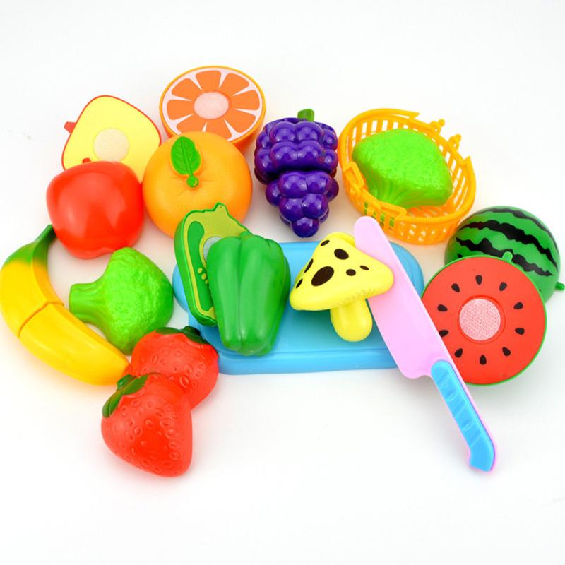 12pcs cut fruits and vegetables to play in children's kitchen DIY toy set