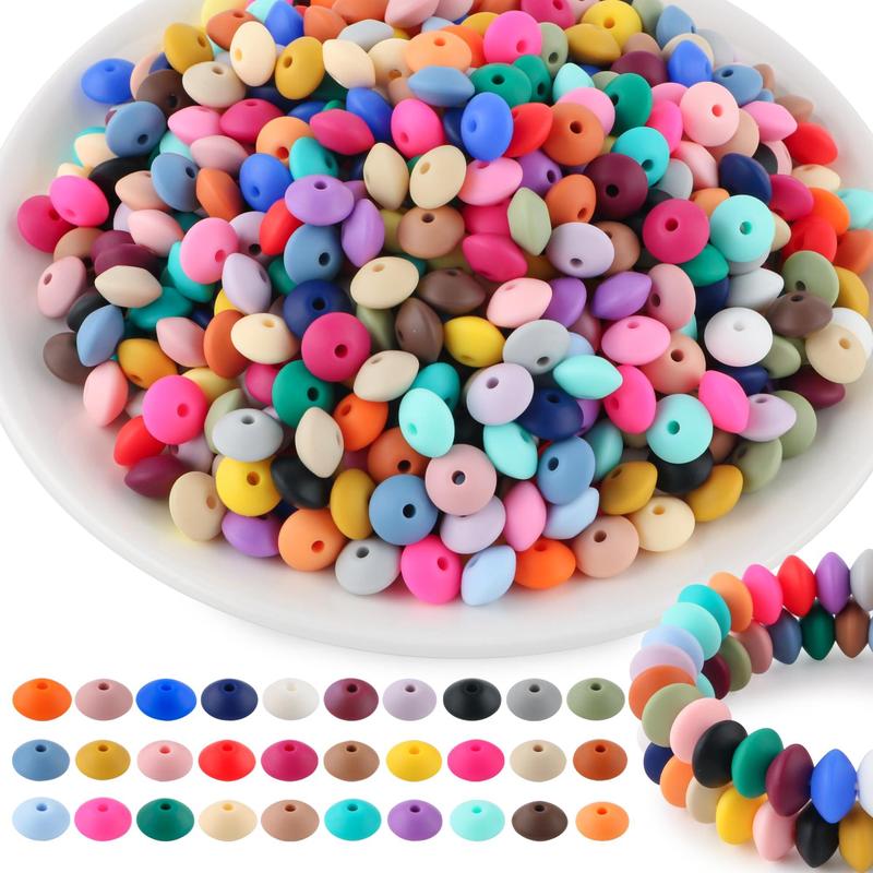 12mm Silicone Bead (100pcs), Colorful DIY Bead for Necklace & Bracelet Making, Easy to Use, Wide Applicable DIY Jewelry Making Supplies, Birthday Gifts, Christmas Gift