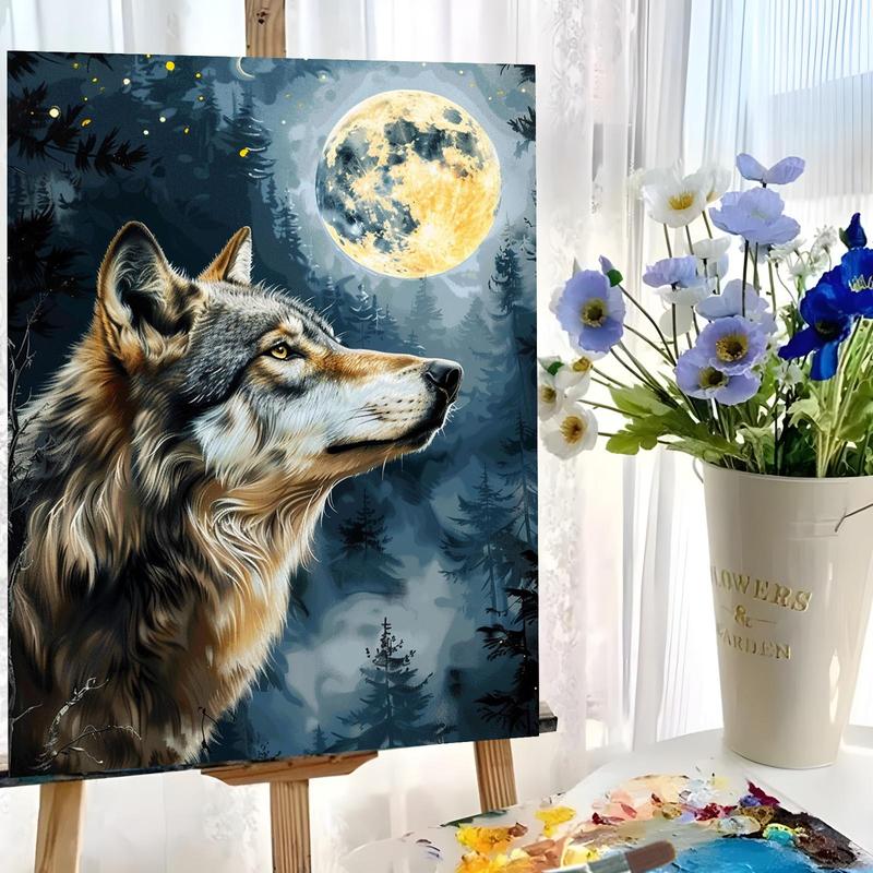 Wolf Pattern DIY Painting By Numbers Kit without Frame, 1 Set Frameless Paint by Number Kit for Beginner, Wall Art Decoration for Living Room Bedroom