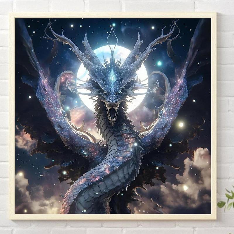 Dragon Pattern DIY Diamond Arts Painting Without Frame, DIY 5D Diamond Arts DIY Painting Kit, Wall Art Decor For Home Living Room Bedroom