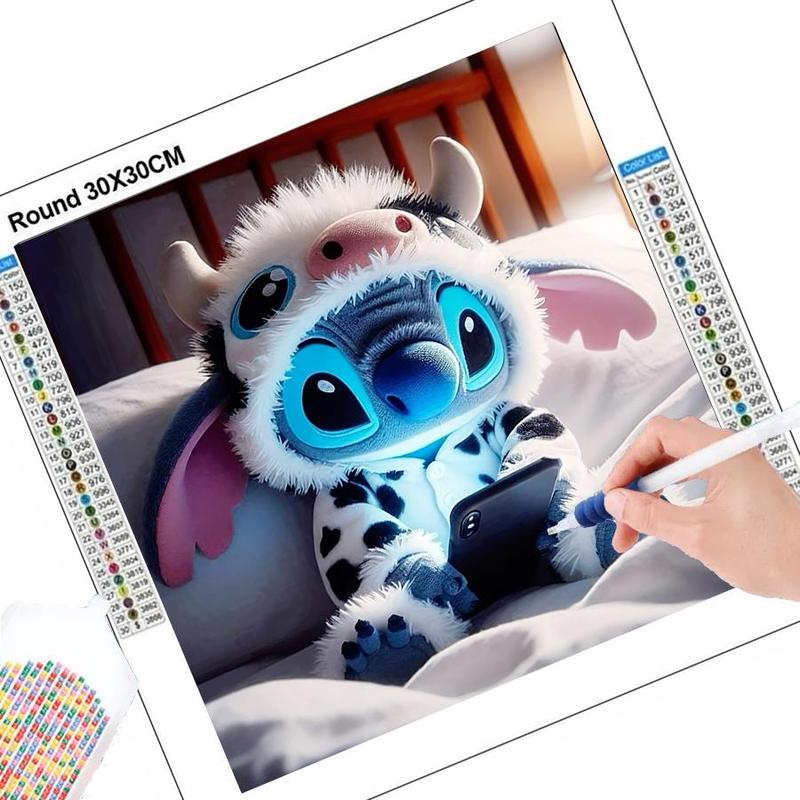 Cartoon Stitch Pattern DIY Diamond Arts Colorful Painting Kit without Frame, 5D Rhinestone Diamond Art Painting, Diamond Art Handicraft Wall Art for Home Decor