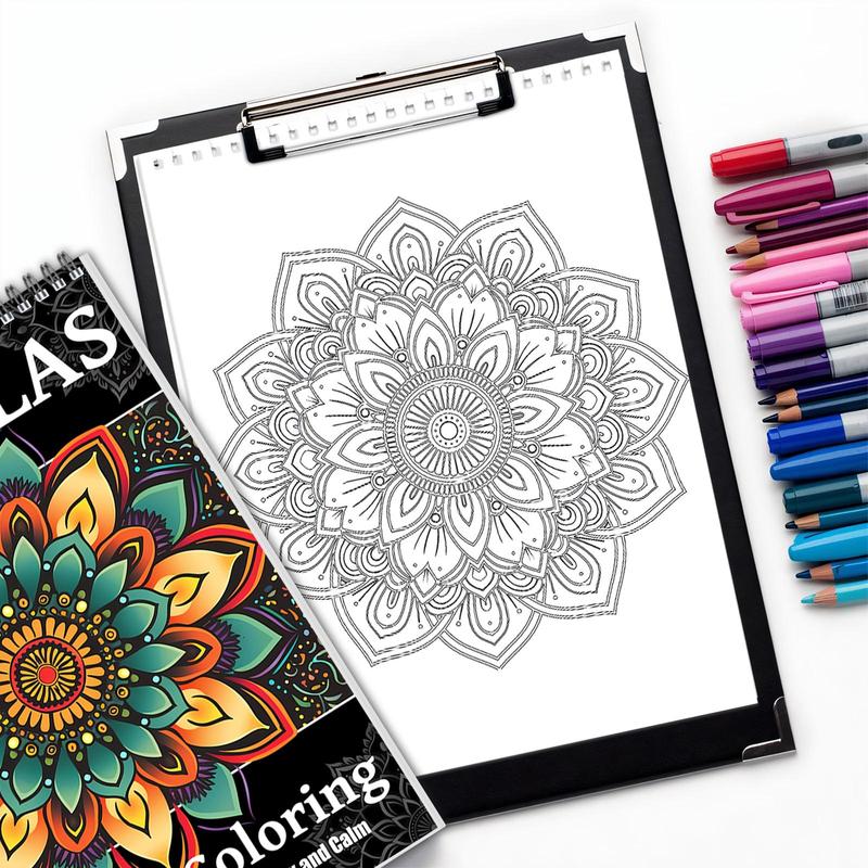 Regular Mandala Theme Coloring Painting, Delicate Closed-loop Design Pattern Layered From The Inside To The Outside, Perfect Gift