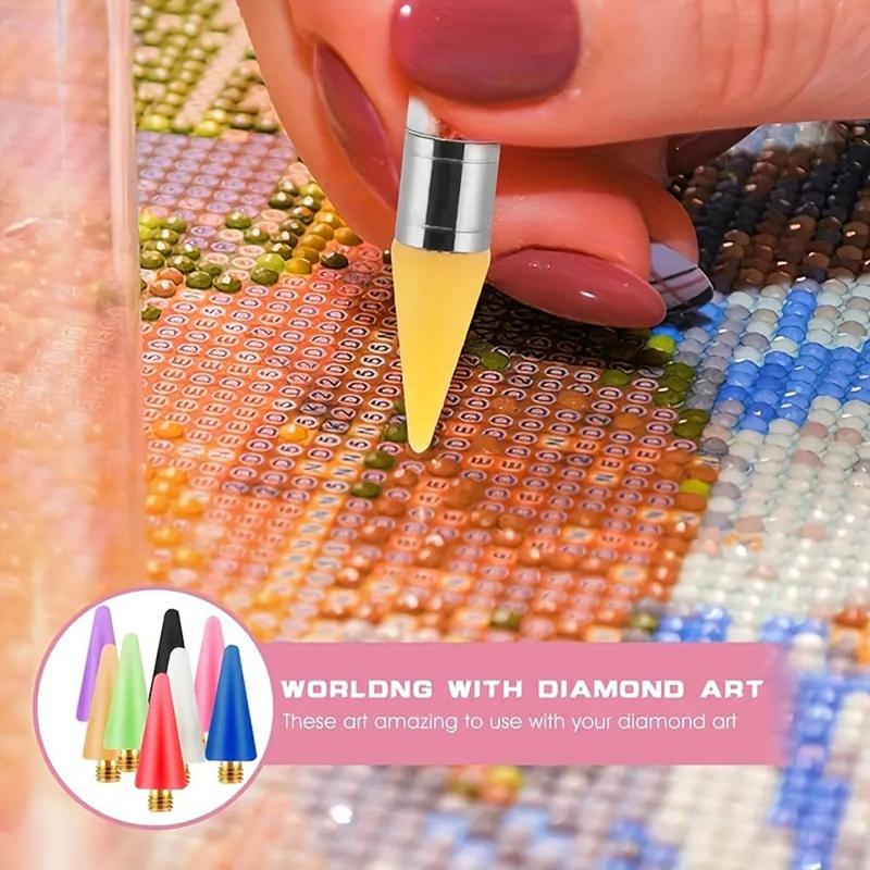 Random Color Diamond Art Painting Tool, 2 Counts Self-adhesive Drill Pen Replacement Tip, Suitable for 5D DIY Painting Crafts Cross Nail Point Pen, Christmas Gift