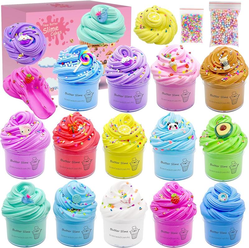 [COUNTDOWN SALE]!!! 14 Packs Butter Slime Kit, Soft & Non-Sticky, Birthday Gifts for Girl and Boys, Christmas Stocking fillers