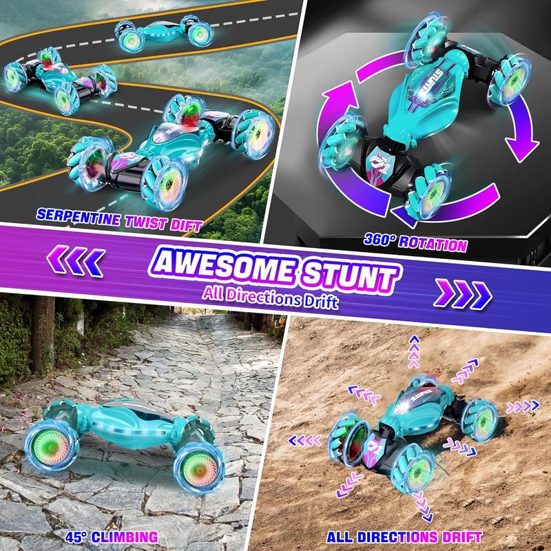 Gesture Sensing RC Stunt Car, Remote Control Car 360? Rotating 4WD 2.4Ghz RC Cars Transform Car Toys with Light & Music for Boys 4-7 Birthday Present for Age 8-12