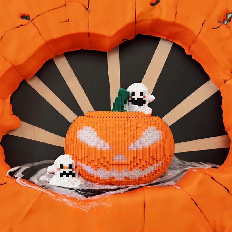 Halloween Pumpkin-Multi color compressed link small building block series