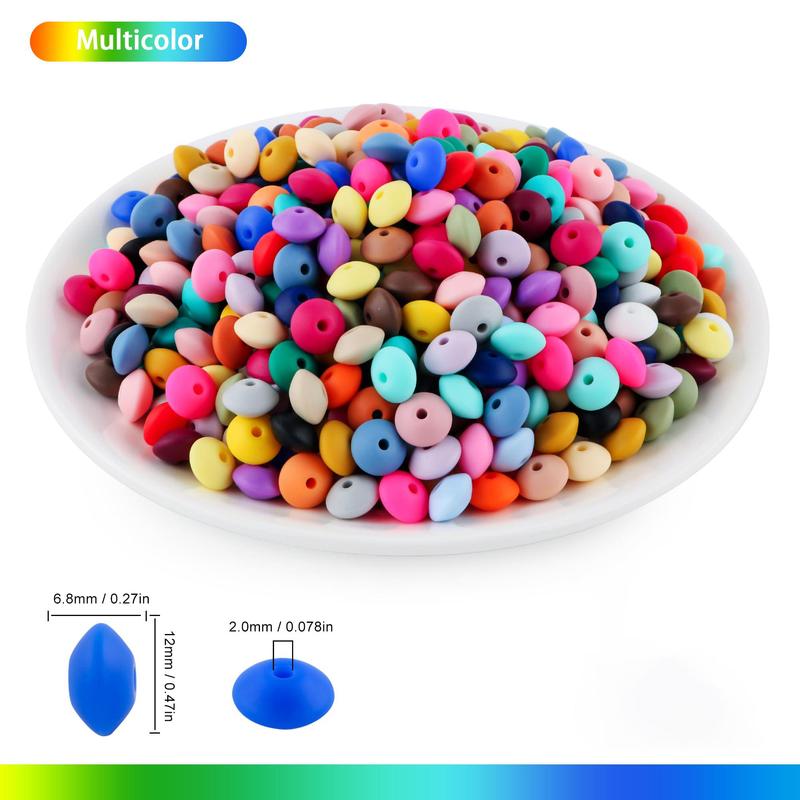 12mm Silicone Bead (100pcs), Colorful DIY Bead for Necklace & Bracelet Making, Easy to Use, Wide Applicable DIY Jewelry Making Supplies, Birthday Gifts, Christmas Gift