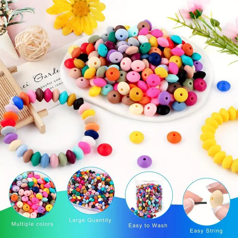 12mm Silicone Bead (100pcs), Colorful DIY Bead for Necklace & Bracelet Making, Easy to Use, Wide Applicable DIY Jewelry Making Supplies, Birthday Gifts, Christmas Gift