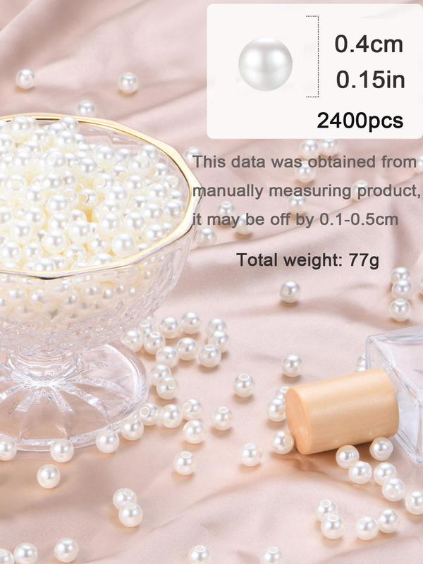 Elegant Faux Pearl Decor Beads, 2400pcs set Trendy Minimalist Beads, Chic Luxury Material for Bracelet & Earrings & Necklace & Headwear DIY