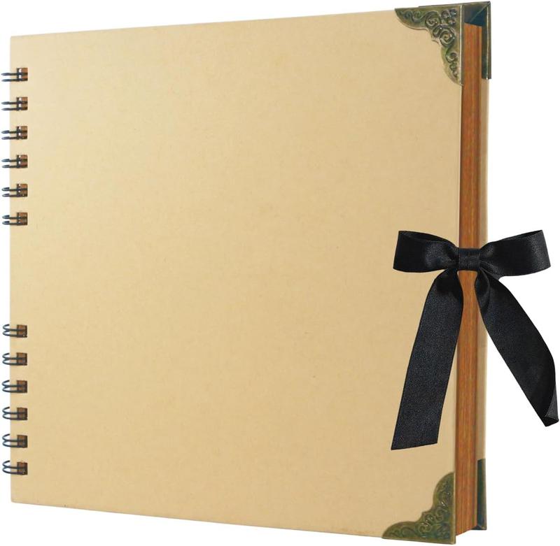 60 Brown Blank Pages Scrapbooks, Hardcover Photo Album Scrapbook, Kraft Paper Memory Book, Traveling, Birthday & Holiday - 8x8 inches