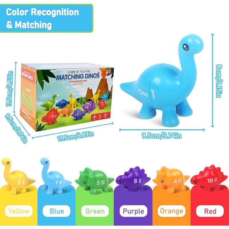 Numbers Matching Game 10 Pcs,123 Counting Dinosaur Toy Montessori Learning Toys for 12 Months Toddlers Kids Ages 1 2 3 4 5 Years Old, Mathematics Educational Preschool Fine Motor Skill Dinosaur Set