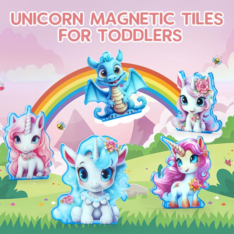 Unicorn Toys for Girls Age 4-6,Magnetic Tiles for Toddlers 3+,Kids Magnet Building Blocks,2024 Coolest Christmas Birthday Gifts for Girls.