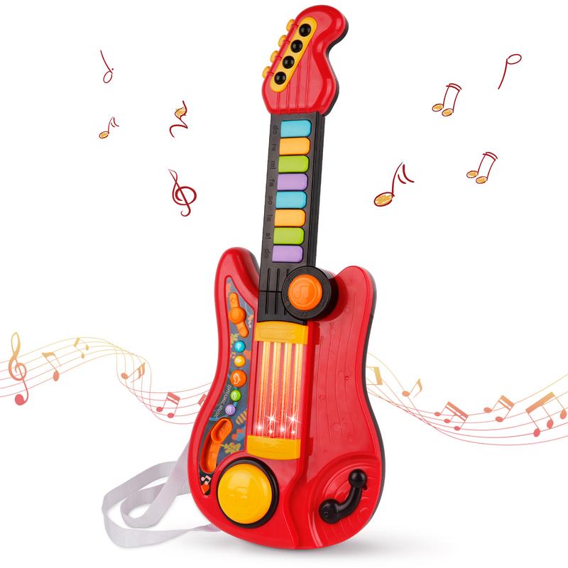 Musical Toys Kids Guitar 2 in 1 Musical Instruments for Kids Piano Toddler Toy Guitar with Strap Electric Guitar Music Toys for 3-6 Year Old Boys Girls Gifts