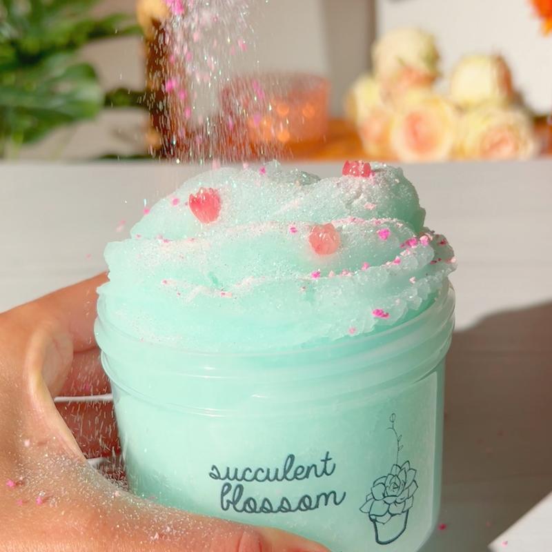 Succulent Blossom • Teal Icee Slime • Slime with Sprinkles • Baja Cactus Blossom Scented Slime