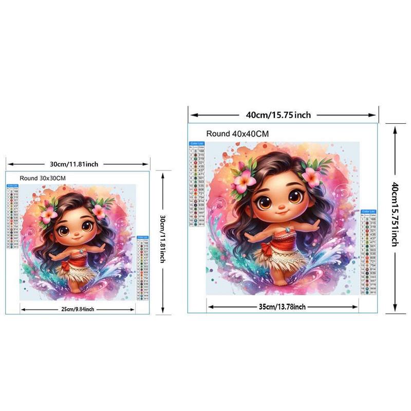 Disney Long Hair Little Princess Lilo Pattern DIY Diamond Art Colorful Painting Kit without Frame, 1 Set DIY 5D Diamond Colorful Painting for Room Home Wall Decor