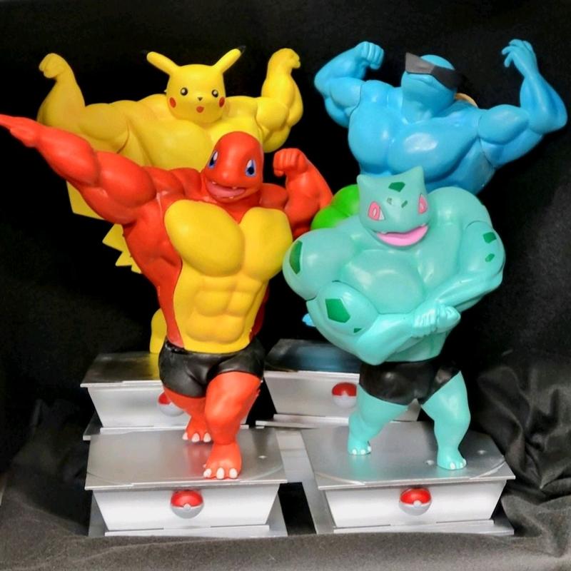 Bodybuilder Pokemon Vinyl Figure Buff Pikachu Gengar Charmander