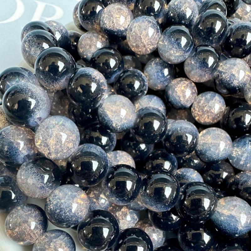 10mm Glitter Glass Beads (50pcs 100pcs), DIY Jewelry Making Accessories for Necklace & Bracelet & Earrings, Jewelry Beads for Women & Teenager