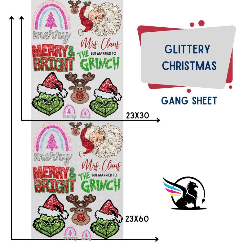 Glittery Christmas Premade Gang Sheet | DTF Heat Transfers