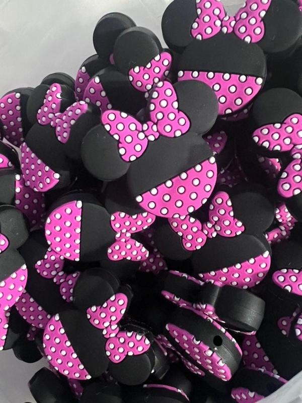 Silicone Pink Minnie Beads set of 5| CRAFT SUPPLY | Silicone beads