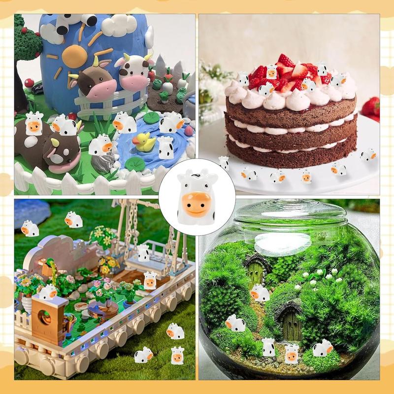 35 Pcs Mini Cow Figurines Mini Resin Cows Forest Animals Figures Miniature Resin Cows Animal Figurines Set Tiny Resin Animals Fairy Garden Accessories Micro Landscape Ornaments Kit Mini Cows