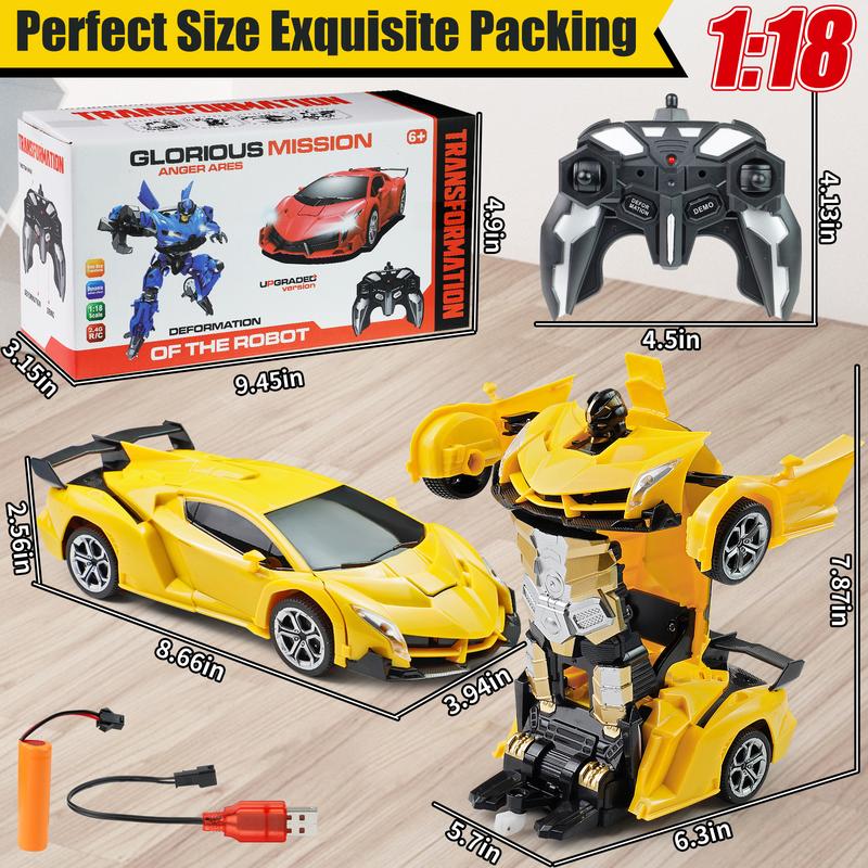 Transforming RC Robot Car, 1:18 Scale Remote-Controlled Supercar with One-Button Deformation & 360° Drifting – Best Gift for Boys & Girls, Fun for All Ages