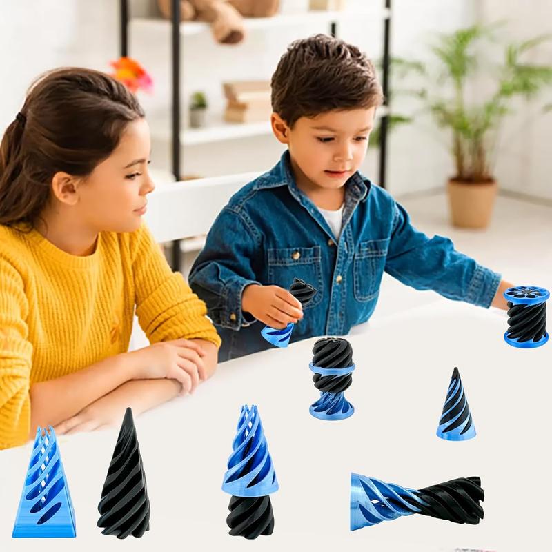 3 Packs Impossible Cone,Spiral Cone Fidget Toy Impossible Pyramid Passthrough Toy,3D Printed Spiral Cone Fidget Toy,Mini Vortex Thread Illusion Desktop Deco Souvenir Gift for Anxiety Relaxing