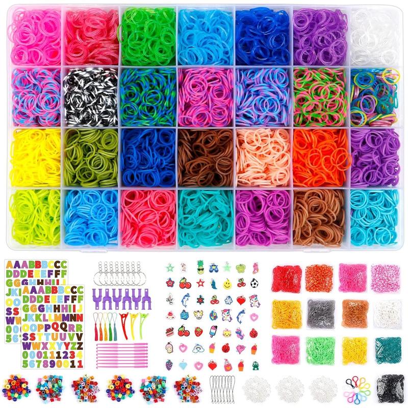 21900+ Loom Bands Refill Kit with Organizer, 20000+ Rubber Bands in 41 Colors, 1000 Clips,280 Beads, 5 Tassels, 5 Crochet Hooks and More, Bracelet Making Set for Girls Boys Christmas Gift