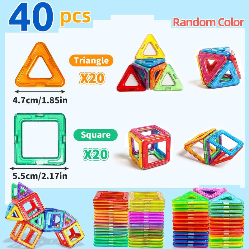 Magnetic Designer Construction Set, 40pcs 80pcs Fun Magnetic Blocks, Educational Toys for Birthday Gifts, Magnet Tiles Gift