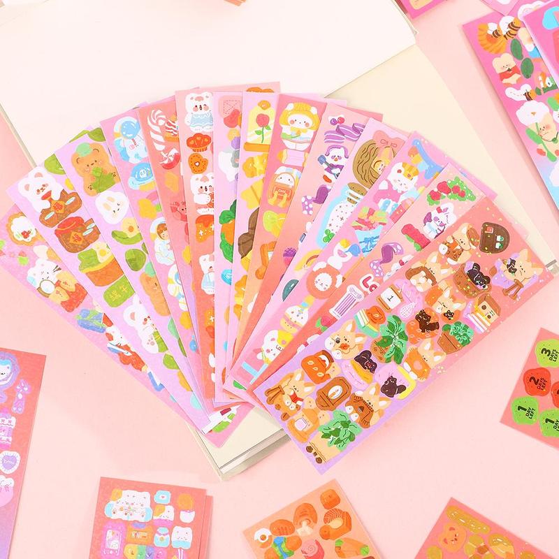 Cute Cartoon Animal Pattern Sticker, 120 Sheets set Random Style Sticker, DIY Decorative Sticker for Scrapbooking, Journaling, Water Bottle, Laptop, Phone Case, Scrapbooking Supplies