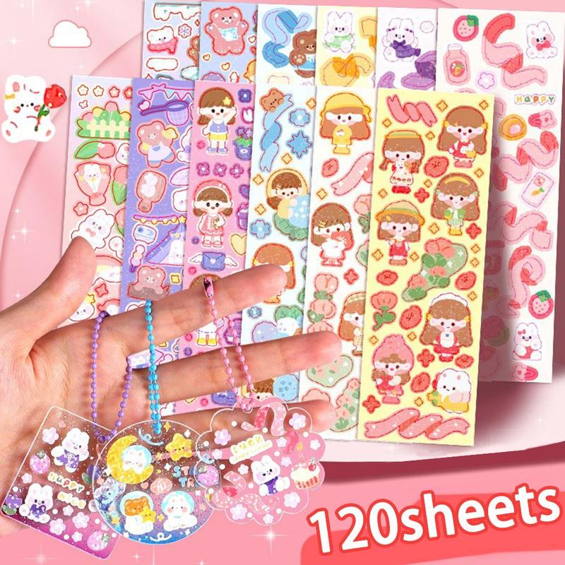 Cute Cartoon Animal Pattern Sticker, 120 Sheets set Random Style Sticker, DIY Decorative Sticker for Scrapbooking, Journaling, Water Bottle, Laptop, Phone Case, Scrapbooking Supplies