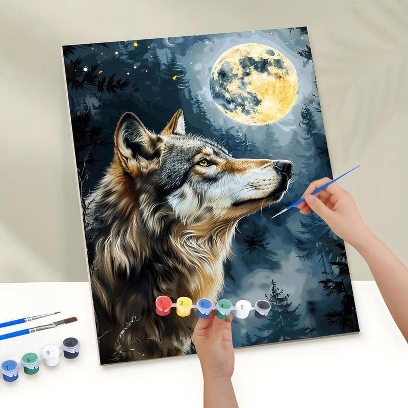 Wolf Pattern DIY Painting By Numbers Kit without Frame, 1 Set Frameless Paint by Number Kit for Beginner, Wall Art Decoration for Living Room Bedroom