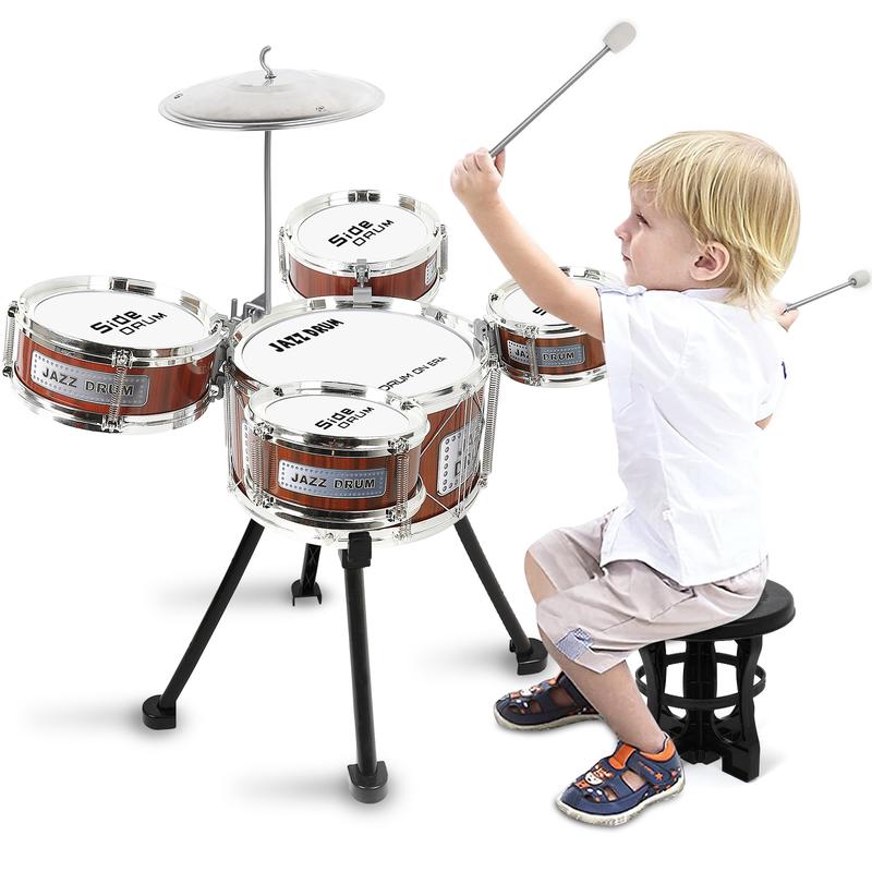 M SANMERSEN Kids Drum Set Jazz Drum Kit 8 Piece for Toddler Educational Percussion Musical Instruments Drum Toy Playset Xmas Gift for Boys Girls