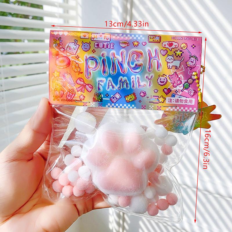 NEW Fidget Toy Mini Squishy Toys Kawaii Plush Cat Paw Transparent Cube Stress  Squeeze Toy