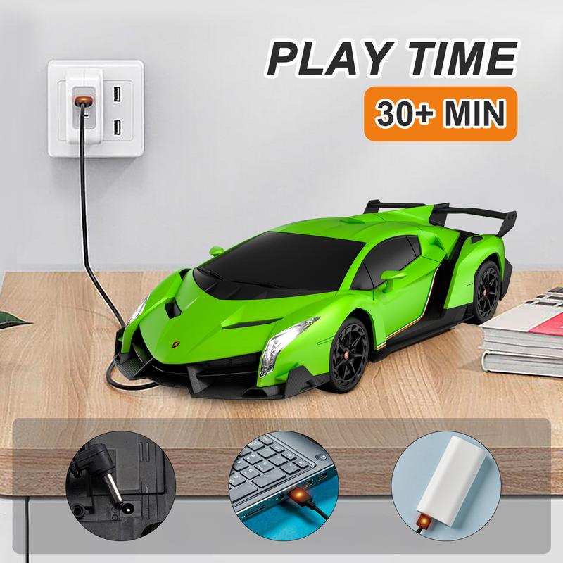 WONDER LIVING Officially Licensed Lamborghini Remote Control Car, 1:24 Scale Lambo VENENO Model Cars with LED, Lamborghini Toy Car RC Cars Christmas Birthday Gift for Boys Age 3 4-7 8-12 Year Old Kids Toys