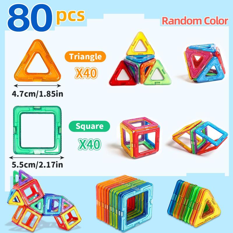 Magnetic Designer Construction Set, 40pcs 80pcs Fun Magnetic Blocks, Educational Toys for Birthday Gifts, Magnet Tiles Gift