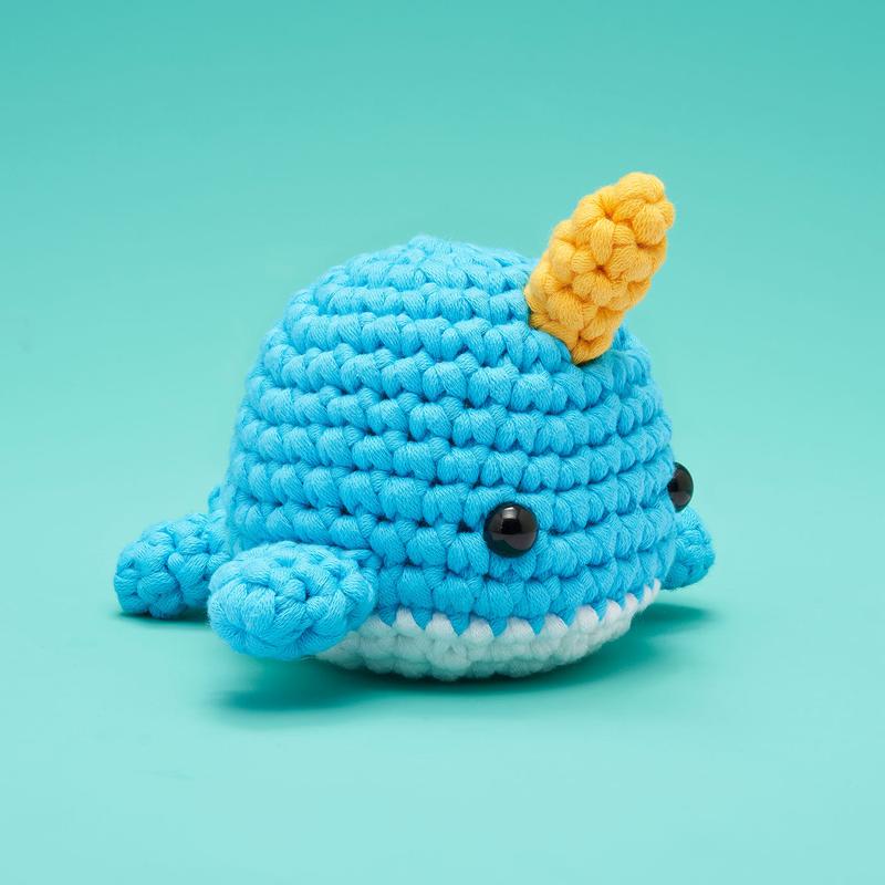 Crochet Kit for Beginners, Narwhal Crochet Kit, Include Easy Knitting Soft Yarn, With Step-by-Step Video Tutorial, Beginner Crochet Kit for Adults and Kids, Holiday Birthday Gift for Adults and Kids, Crochet Fashion ideas, Diy Crochet