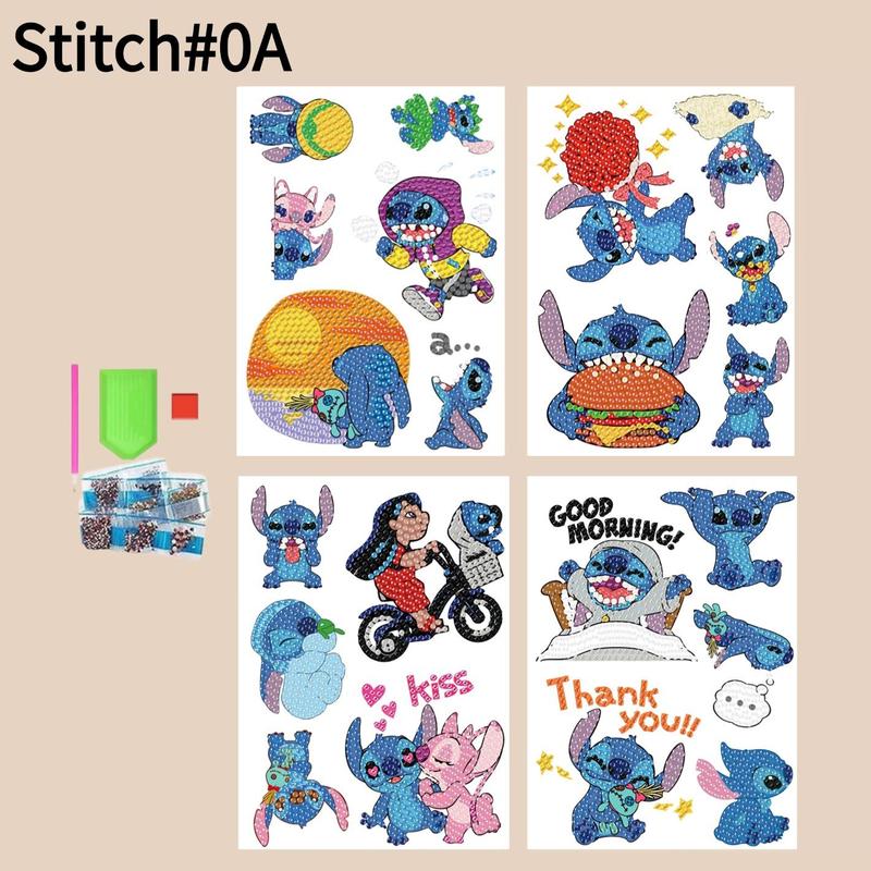 Cartoon Stitch Diamond Art Painting Sticker, 1 Set DIY Diamond Art Painting Sticker, DIY Decorative Art Picture for Home Bedroom