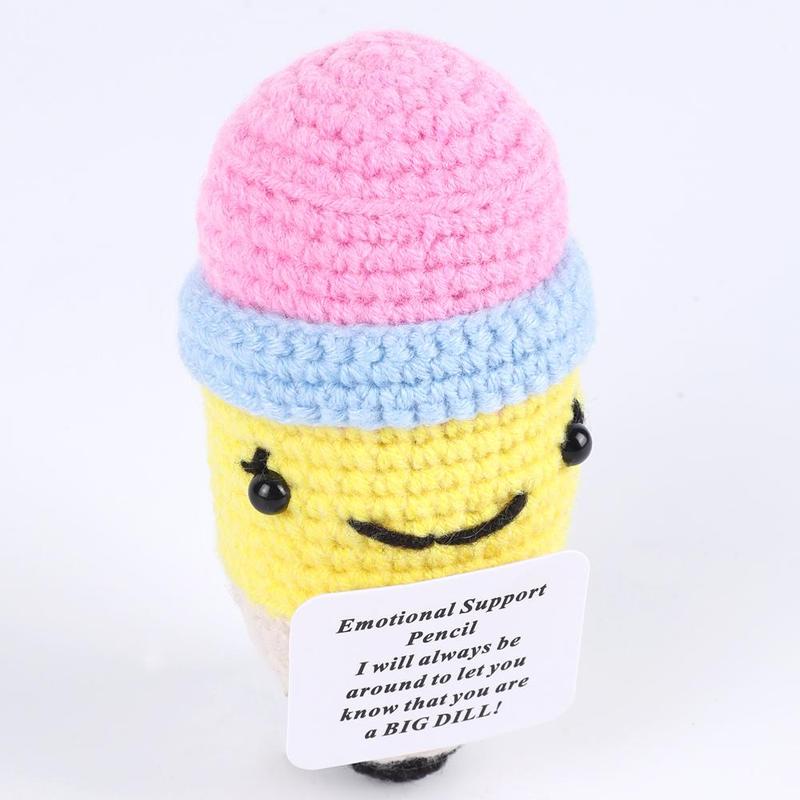 Cartoon Pencil Design Crochet Ornament, 1 Count Cute Pencil Design Plushie, Creative Decoration Craft, Desk Decorations for Home Office School