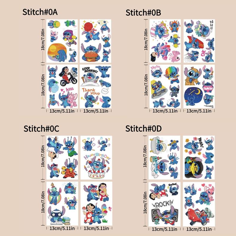 Cartoon Stitch Diamond Art Painting Sticker, 1 Set DIY Diamond Art Painting Sticker, DIY Decorative Art Picture for Home Bedroom